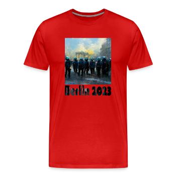 Le nouveau Mitte 10 de Berlin - T-shirt bio Premium Homme - rouge - Devant - Damien (186cm)