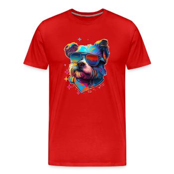 West Highland White Terrier Hipster Chien - T-shirt bio Premium Homme - rouge - Devant - Damien (186cm)