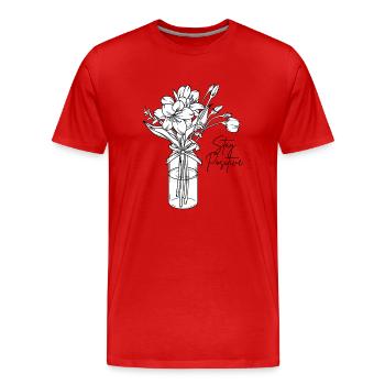 Stay Positive Flower - Men's Premium Organic T-Shirt - red - Front - Damien (186cm)