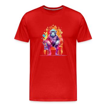 Affenkönig - Affe auf Thron - Farbenspiel - Männer Premium Bio T-Shirt - Rot - Vorne - Damien (186cm)
