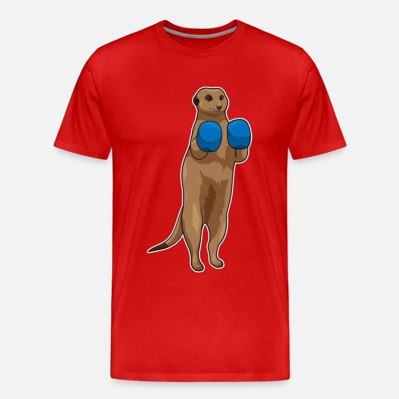 Erdmännchen Boxer Boxhandschuhe - Männer Premium Bio T-Shirt - Rot