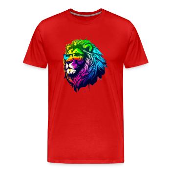 Lion à lunette - T-shirt bio Premium Homme - rouge - Devant - Damien (186cm)