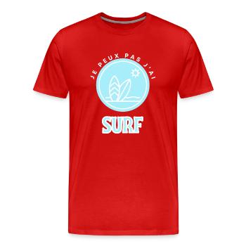 Je peux pas j'ai surf - T-shirt bio Premium Homme - rouge - Devant - Damien (186cm)