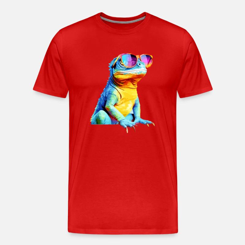 Hacko, die Brilleneidechse - Männer Premium Bio T-Shirt - Rot