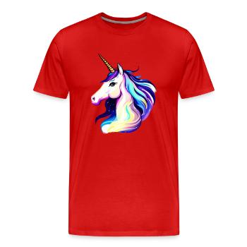 Licorne Mythique Animal Licorne Fille Licornes - T-shirt bio Premium Homme - rouge - Devant - Damien (186cm)