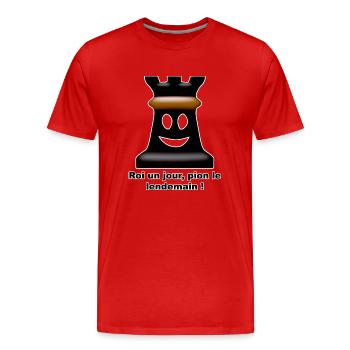 roi un jour pion le lendemain - T-shirt bio Premium Homme - rouge - Devant - Damien (186cm)