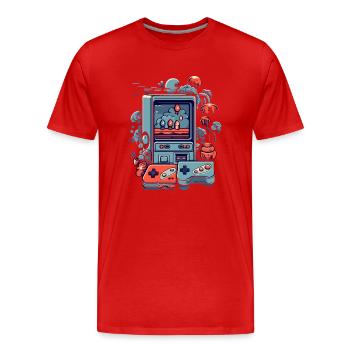 Vintage-Videospiel - Männer Premium Bio T-Shirt - Rot - Vorne - Damien (186cm)