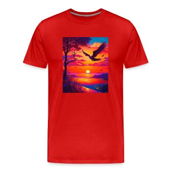 Graphisme de l’œuvre d’art des formes de couleurs majestueusement vives - T-shirt bio Premium Homme - rouge - Devant - Damien (186cm)