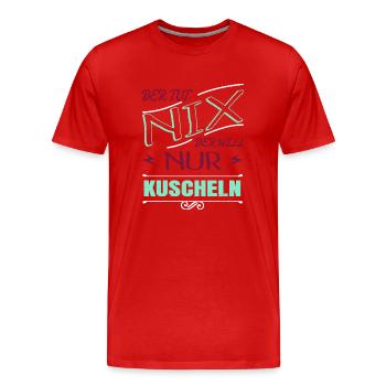 großkatze hauskatze meerkatze zitat seekatze spaß - Männer Premium Bio T-Shirt - Rot - Vorne - Damien (186cm)