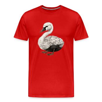 Bébé cygne Oiseau Poussin - T-shirt bio Premium Homme - rouge - Devant - Damien (186cm)