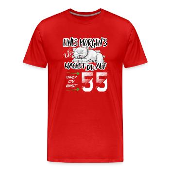 Geburtstag 55 Aufwachen Bär Hund Tiere Niedlich - Männer Premium Bio T-Shirt - Rot - Vorne - Damien (186cm)