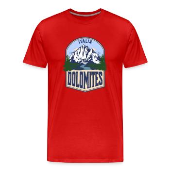 Dolomites Italie Montagne Vintage - T-shirt bio Premium Homme - rouge - Devant - Damien (186cm)