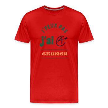 J'peux pas, j'ai examen - T-shirt bio Premium Homme - rouge - Devant - Damien (186cm)