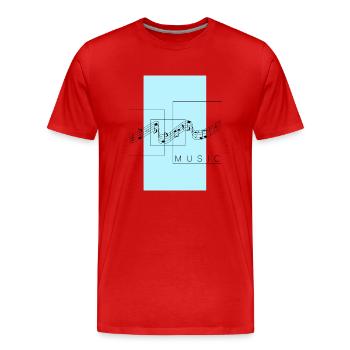I love music. Musique et le style géométrique. - T-shirt bio Premium Homme - rouge - Devant - Damien (186cm)