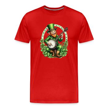 Leprechaun Banjo Player I Irish Music I St. - Männer Premium Bio T-Shirt - Rot - Vorne - Damien (186cm)
