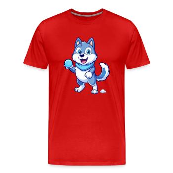 Confrontation de boules de neige : Délice de husky sibérien - T-shirt bio Premium Homme - rouge - Devant - Damien (186cm)