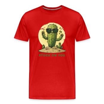 Coincé sur toi - T-shirt bio Premium Homme - rouge - Devant - Damien (186cm)