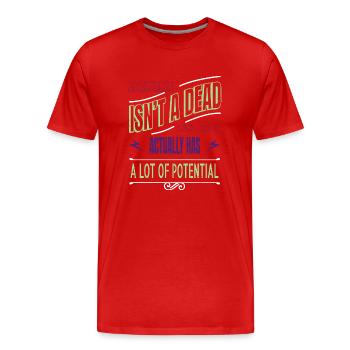 Devis d’ordinateur d’électricien électrique - T-shirt bio Premium Homme - rouge - Devant - Damien (186cm)