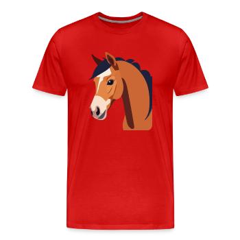 Tête de cheval Cheval brun - T-shirt bio Premium Homme - rouge - Devant - Damien (186cm)
