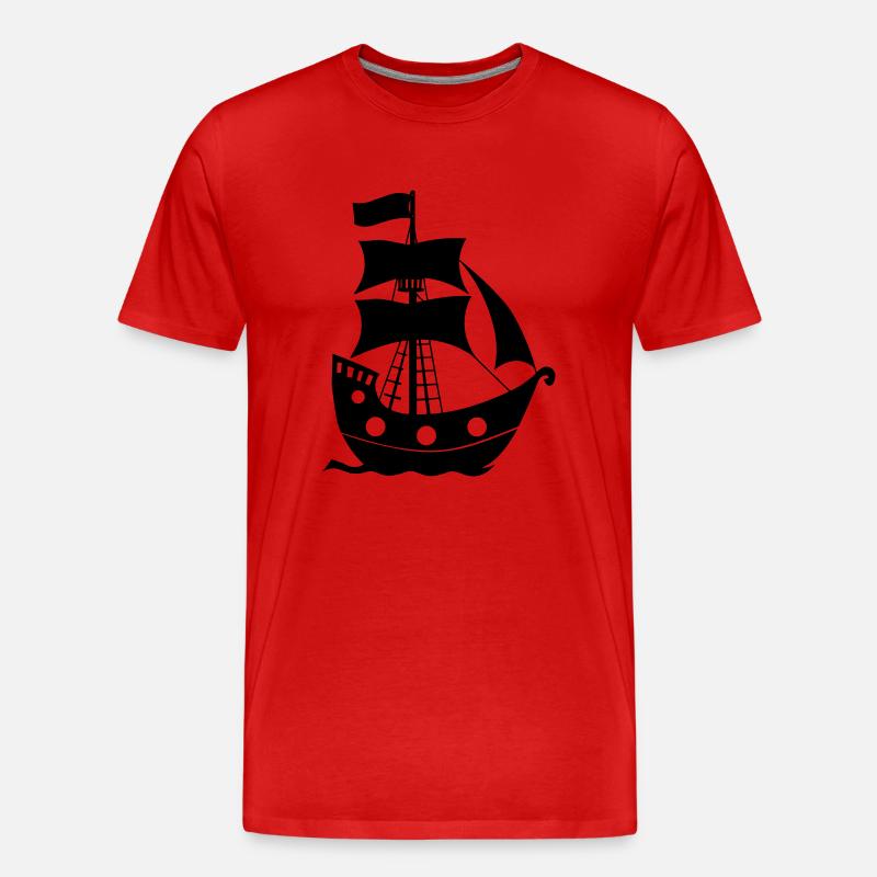 Piratenschiff - Männer Premium Bio T-Shirt - Rot