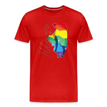 Illinois (USA) | echte Flagge | LGBTQIA+ Script - Männer Premium Bio T-Shirt - Rot - Vorne - Damien (186cm)
