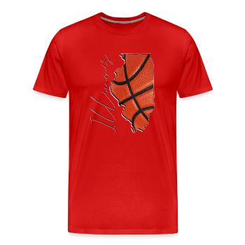 Illinois (USA) | echte Basketball | Landkarte Sct - Männer Premium Bio T-Shirt - Rot - Vorne - Damien (186cm)