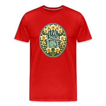 En direct Rire Amour - T-shirt bio Premium Homme - rouge - Devant - Damien (186cm)