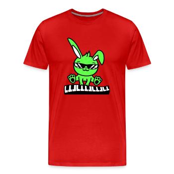 Easter Bunny Rabbit Cute Piano Keyboard Playing - Men's Premium Organic T-Shirt - red - Front - Damien (186cm)