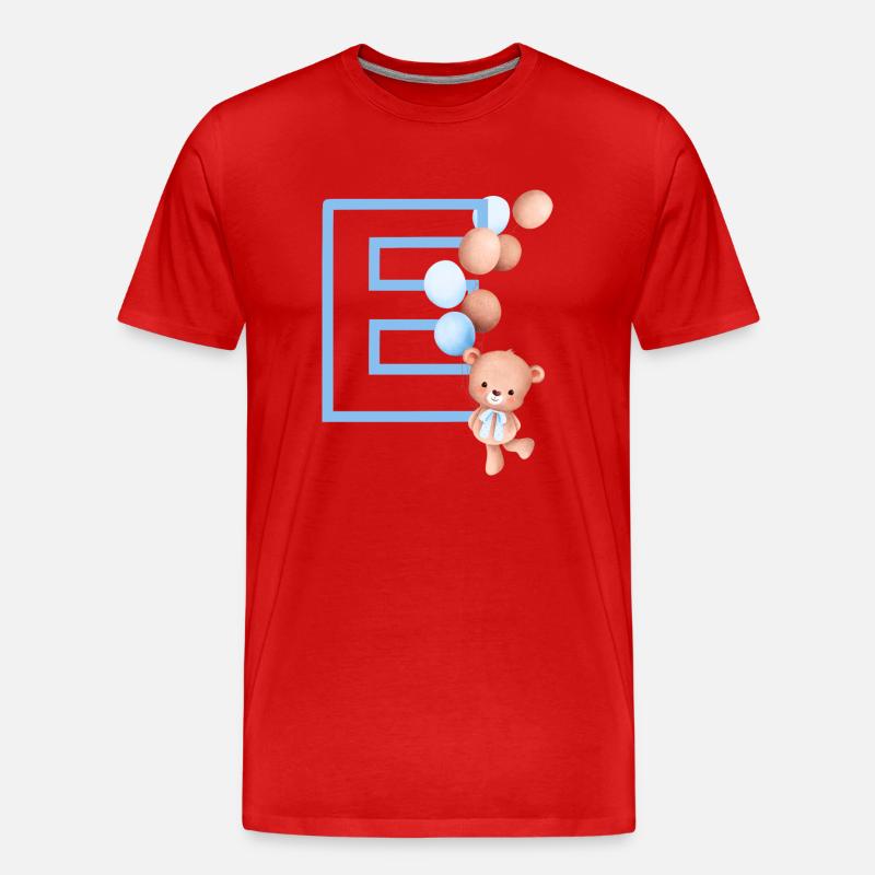 Blauer Buchstabe E Bär - Männer Premium Bio T-Shirt - Rot