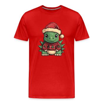 Dinosaurier stegosaurus Weihnachten - Männer Premium Bio T-Shirt - Rot - Vorne - Damien (186cm)
