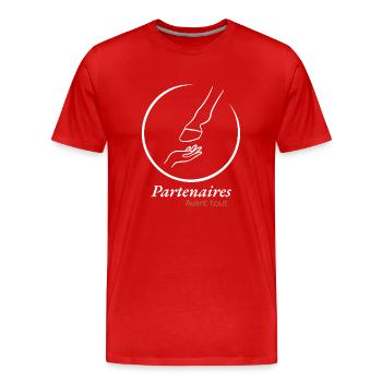 Hand & Huf - Partner zuerst (weiß) - Männer Premium Bio T-Shirt - Rot - Vorne - Damien (186cm)