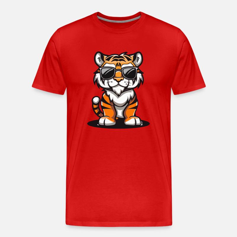 Tiger Comic Cool - Männer Premium Bio T-Shirt - Rot