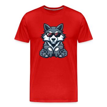 Wolf Comic Cool - Männer Premium Bio T-Shirt - Rot - Vorne - Damien (186cm)