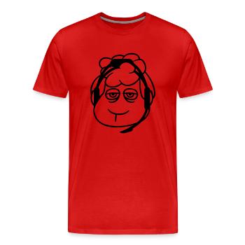mouton gamer casque centre d’appels nerd triste jeu - T-shirt bio Premium Homme - rouge - Devant - Damien (186cm)