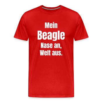 Mein Beagle Nase an Welt aus - Männer Premium Bio T-Shirt - Rot - Vorne - Damien (186cm)
