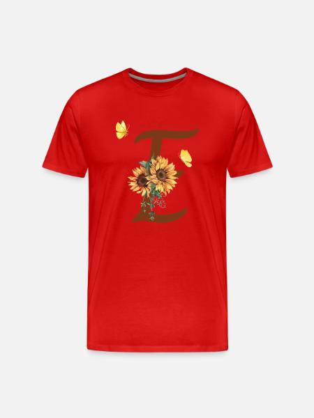 Letter e sunflower butterfly - Men's Premium Organic T-Shirt - red