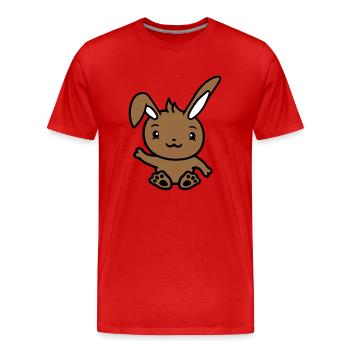 Hase winkt freundlich Begrüßung Hand winken Hallo - Männer Premium Bio T-Shirt - Rot - Vorne - Damien (186cm)