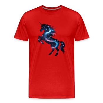 Einhorn-Galaxie - Männer Premium Bio T-Shirt - Rot - Vorne - Damien (186cm)