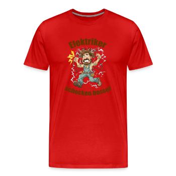 Elektriker schocken besser – lustiges Comicmotiv. - Männer Premium Bio T-Shirt - Rot - Vorne - Damien (186cm)