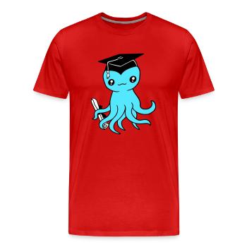 Octopus High School Graduation Passed College - Men's Premium Organic T-Shirt - red - Front - Damien (186cm)