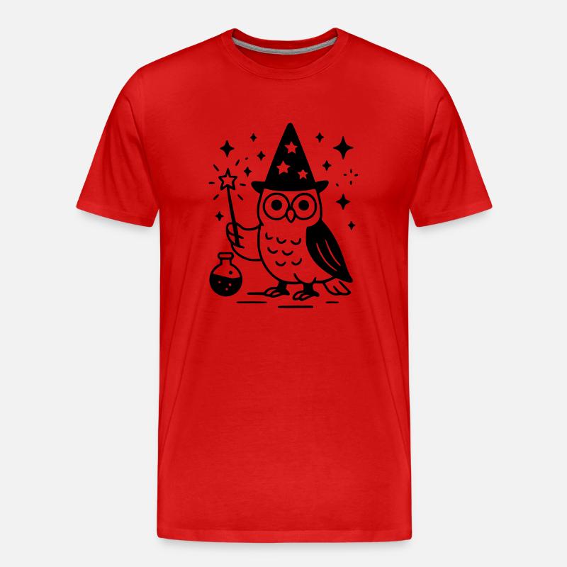 Der Eulenzauberer - Männer Premium Bio T-Shirt - Rot