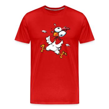 Verrücktes Huhn - Männer Premium Bio T-Shirt - Rot - Vorne - Damien (186cm)
