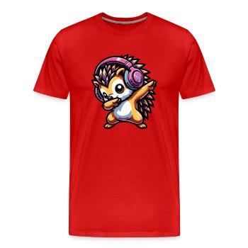 Dabbing Hedgehog - Men's Premium Organic T-Shirt - red - Front - Damien (186cm)