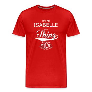 Isabelle - Men's Premium Organic T-Shirt - red - Front - Damien (186cm)