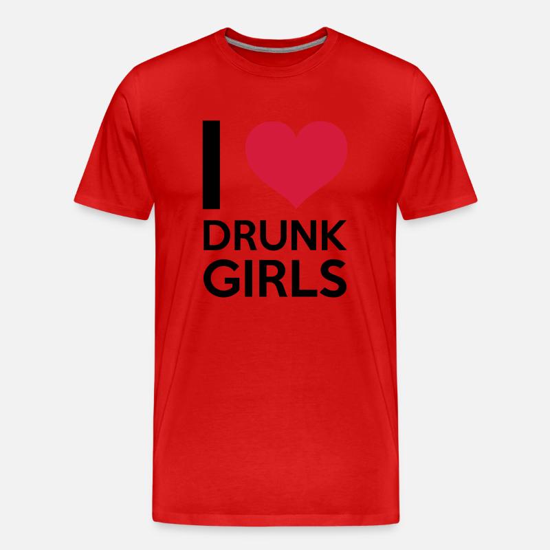 I Love Drunk Girls - Männer Premium Bio T-Shirt - Rot