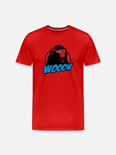 3D Glasses amazed Monkey - Men's Premium Organic T-Shirt - red