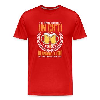 Tshirt drôle chti football ch'ti - T-shirt bio Premium Homme - rouge - Devant - Damien (186cm)
