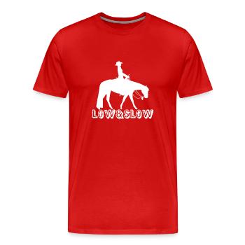 Low and slow pleasure western riding - Men's Premium Organic T-Shirt - red - Front - Damien (186cm)