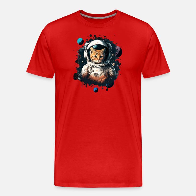 Astronaut Katze - Männer Premium Bio T-Shirt - Rot