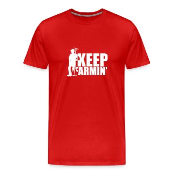 Keep farmin with rake - farmer with rake - Men's Premium Organic T-Shirt - red - Front - Damien (186cm)